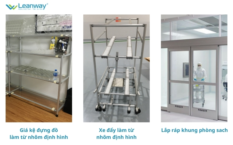 Ứng dụng nhôm định hình làm giá kệ, xe đẩy, lắp ráp khung phòng sạch